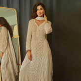 Butter Cream Ring Work Chikankari Kurta - Shop Label Aishwaryrika